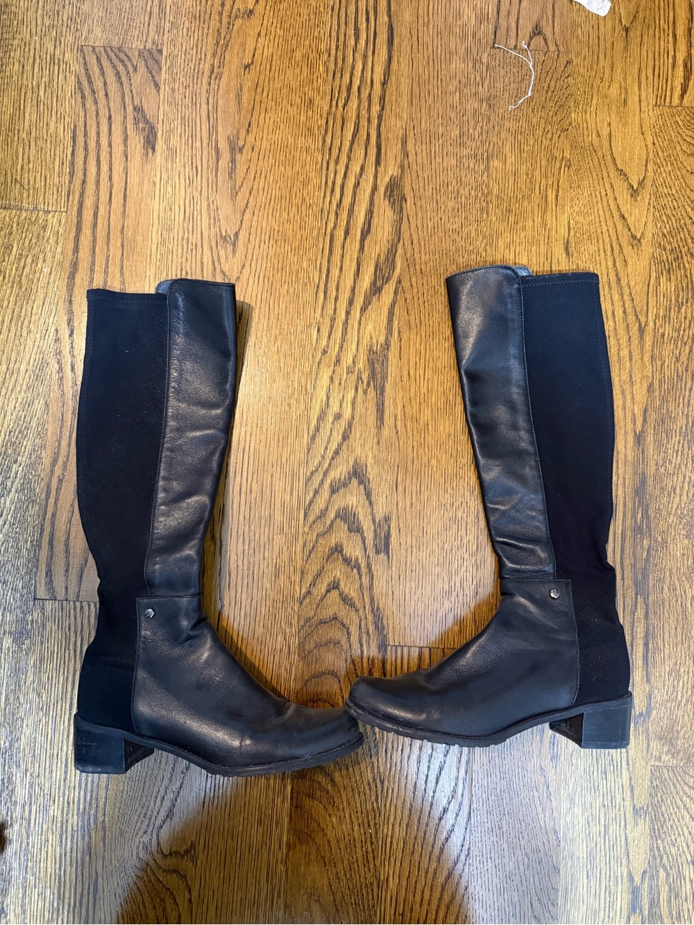 Stuart Weitzman Black Over-the-Knee Leather & Stretch Boots